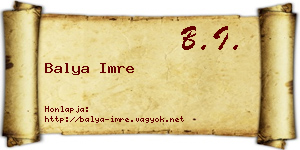 Balya Imre névjegykártya